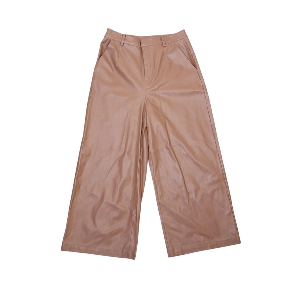 Forever 21 Camel Tan Faux Leather High Rise Wide Leg Pants S